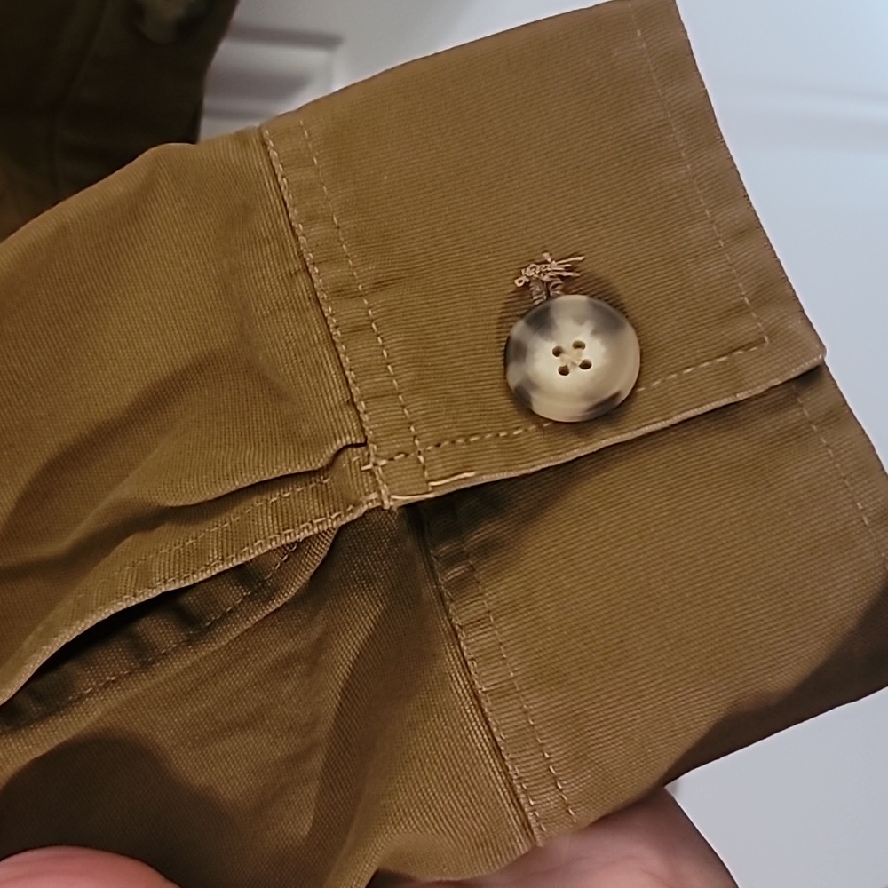 Chic Tan Utility Jacket with Black Collar - Picture 6 of 12